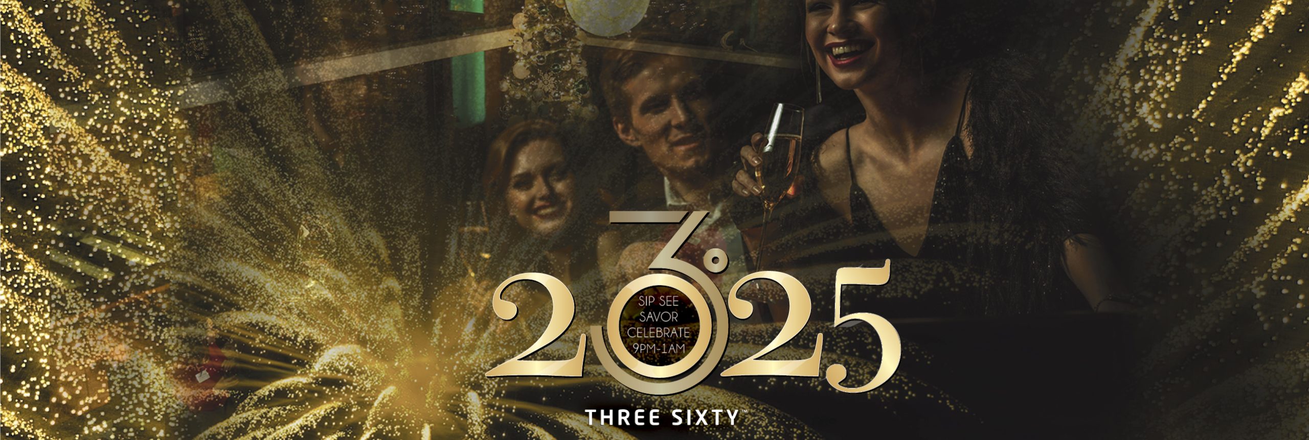 New Years Eve logo with people celebrating